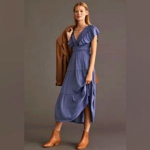 Anthropologie Ruffled Tiered Midi Dress